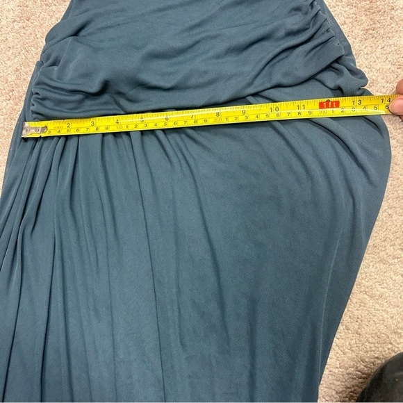 Zara ZW Collection asymmetrical twisted knotted long sleeve dress slate blue S - Picture 12 of 13